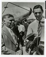 Photograph of Alexander Troyanovsky and Howard Hughes at the Moscow Airdrome, Russia, July 12, 1938