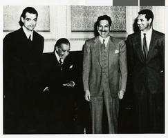 Photograph of Howard Hughes with Cary Grant and President Miguel Alem?n Vald?s of Mexico, February 18, 1947