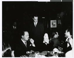 Photograph of Howard Hughes, William Powell, Veronica Lake, and Andr? Toth at the 21 Club, New York City, February 17, 1946