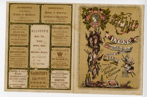 Piccadilly Hotel, lunch, menu, October 14, 1889