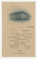La Touraine steamship, menu, November 5, 1893