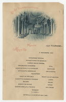 La Touraine steamship, menu, November 5, 1893