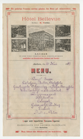 Hôtel Bellevue, menu, May 21, 1883