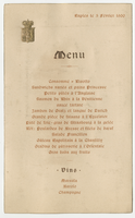 Noble family residence, menu, February 5, 1900