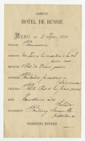 Hotel de Russie, menu, September 2, 1881