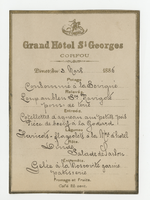 Grand Hôtel St. Georges, dinner menu, March 3, 1886