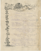 Café Restaurant de Paris, dinner menu, December 27, 1881