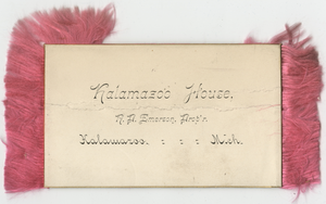 Thanksgiving dinner menu, Thursday, November 29, 1883, Kalamazoo House