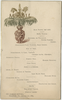 St. James Hotel menu, January 1, 1884