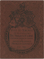 Menu for the visit to Toronto of His Excellency The Marquis of Lorne, Governor General of Canada, and Her Royal Highness Princess Louise, June 1883, Queen's Hotel 