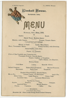 Kimball House menu, Sunday, October 28, 1883  