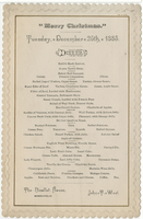 Christmas dinner menu, Tuesday, December 25, 1883, The Nicollet House