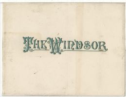 The Windsor, menu, August 26, 1883