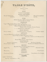 Galt House, menu, Sunday, September 2, 1883