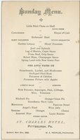 St. Charles Hotel, menu, Sunday, May 6, 1883