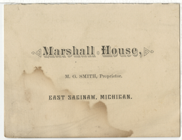 Marshall House dinner menu, Sunday, December 14, 1884