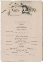 New Year's Day menu, January 1, 1885, Arcade Hotel