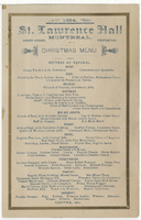 Christmas menu, 1884, St. Lawrence Hall
