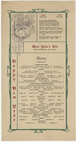 New Year's Eve 1908, menu, Hotel Jefferson