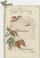 Thanksgiving menu, November 24,1892, The Savery