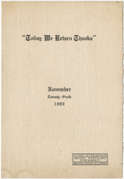 Thanksgiving, November 26, 1908, menu, Hotel Sterling