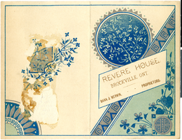 Revere House, Christmas dinner menu, Thursday, December 25, 1884