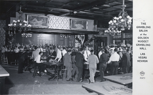 Postcard showing the Golden Nugget Gambling Hall, Las Vegas, circa late 1940s