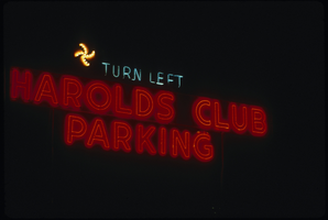 Slide of a neon sign for Harold's Club, Reno, Nevada, circa 1980s