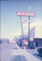 Slide of the neon sign for the Motel Mirador, Reno, Nevada, 1986