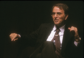 Slide of Carl Sagan lecturing at the University of Nevada, Las Vegas, September 28, 1986