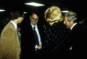Slide of President Robert Maxson, Sylvia Maxson, and Carl Sagan, University of Nevada, Las Vegas, September 28, 1986