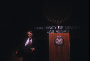 Slide of Carl Sagan, University of Nevada, Las Vegas, September 28, 1986