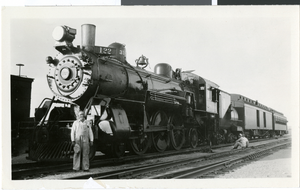 Photograph of a locomotive and driver, Boulder City, May 31, 1931