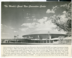 Photograph, map, and description of Las Vegas Convention center, 1959-1969