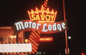 Savoy Motor Lodge mounted sign, Reno, Nevada: photographic print