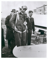 Photograph of Howard Hughes in pilot's gear, Newark, New Jersey, 1937