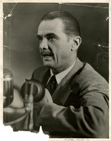 Photograph of Howard Hughes testifying before the Senate War Investigating Committee, Washington D.C., August 6, 1947