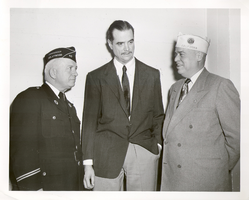 Photograph of Howard Hughes with American Legion Commanders, Hollywood, 1952