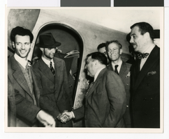 Photograph of Howard Hughes with Fiorello La Guardia and Grover Whalen, New York, July 12, 1938