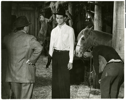 Photograph of Howard Hughes with Jules Furthman on the set of The Outlaw, Hollywood, circa 1941