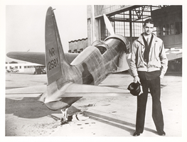 Photograph of Howard Hughes with the H-1 Racer, circa 1935-1937