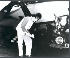Photograph of Howard Hughes with the second XF-11, April 3, 1947