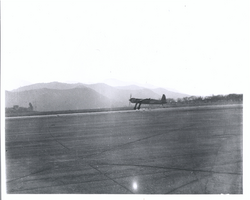 Photograph of Hughes H-1 Racer taking off, Santa Ana, California, September 13, 1935