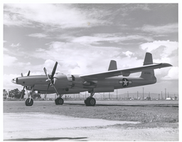 Photograph of second XF-11 prototype plane on the runway, April 4, 1947