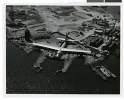 Aerial photograph of the fully assembled Flying Boat, Los Angeles Harbor, June 23, 1947