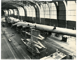 Photograph of the Hughes Flying Boat wing assembly, Culver City, California, circa 1942-46