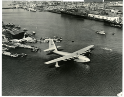Photograph of the Hughes Flying Boat in the Los Angeles Harbor, California, 1947