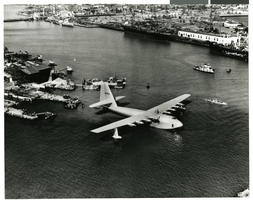 Aerial photograph of the Hughes' Flying Boat in the Los Angeles Harbor, November, 2, 1947