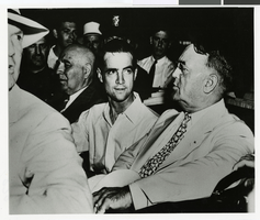Photograph of Howard Hughes, Frank Merrian and Frank Shaw in a Los Angeles parade, August 1, 1938