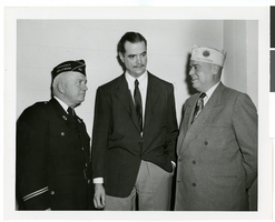 Photograph of John D. Home, Howard Hughes, and Edward Underwood, circa late 1950s